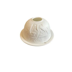 Bone China Tealight T‎ Light Holder With Swan Floral Embossed Design 5 Inch